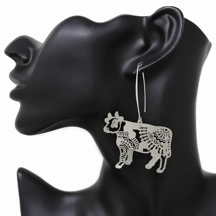 Cow Filigree Drop Earrings