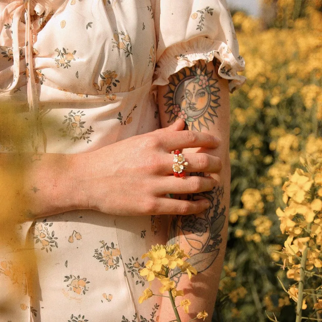 Cranberry Flowers Ring