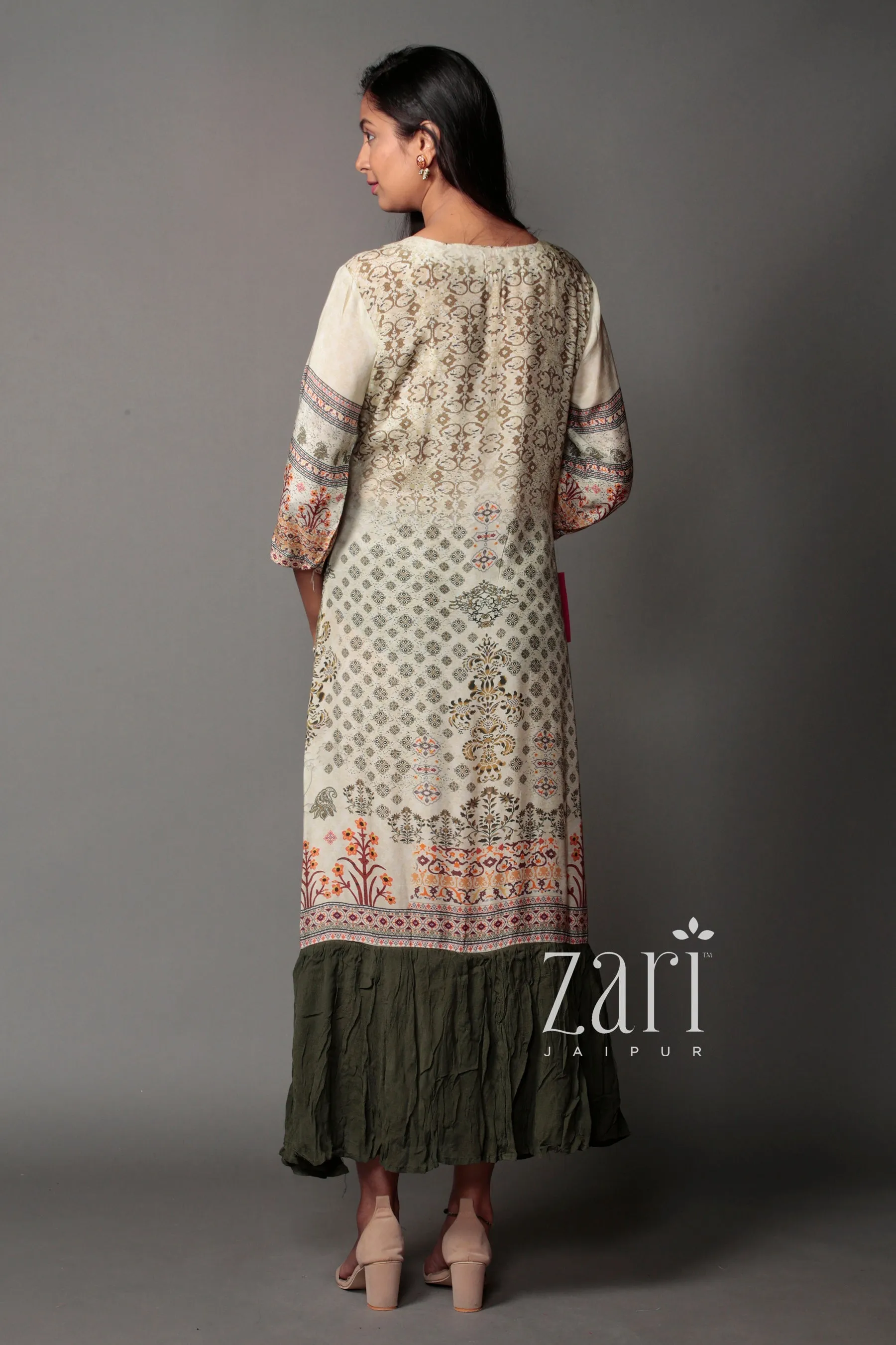 Crape Kurta with Digital Print, Swarovski work.