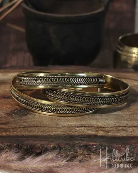 Crescent Tides Brass Bangle