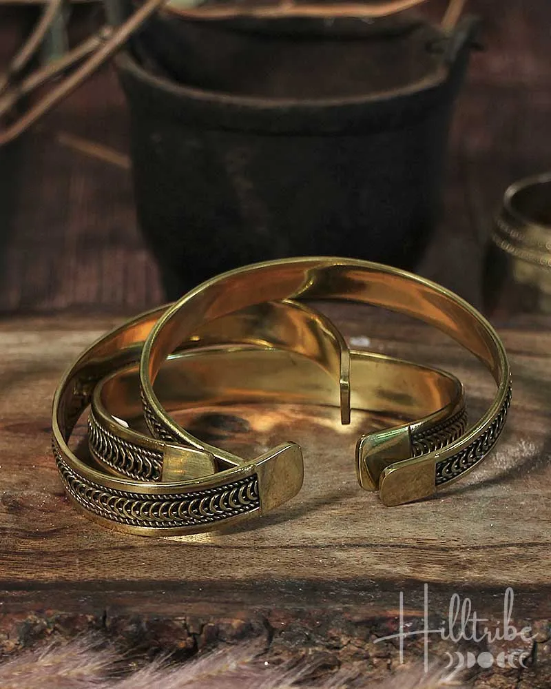 Crescent Tides Brass Bangle