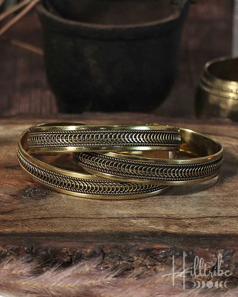 Crescent Tides Brass Bangle