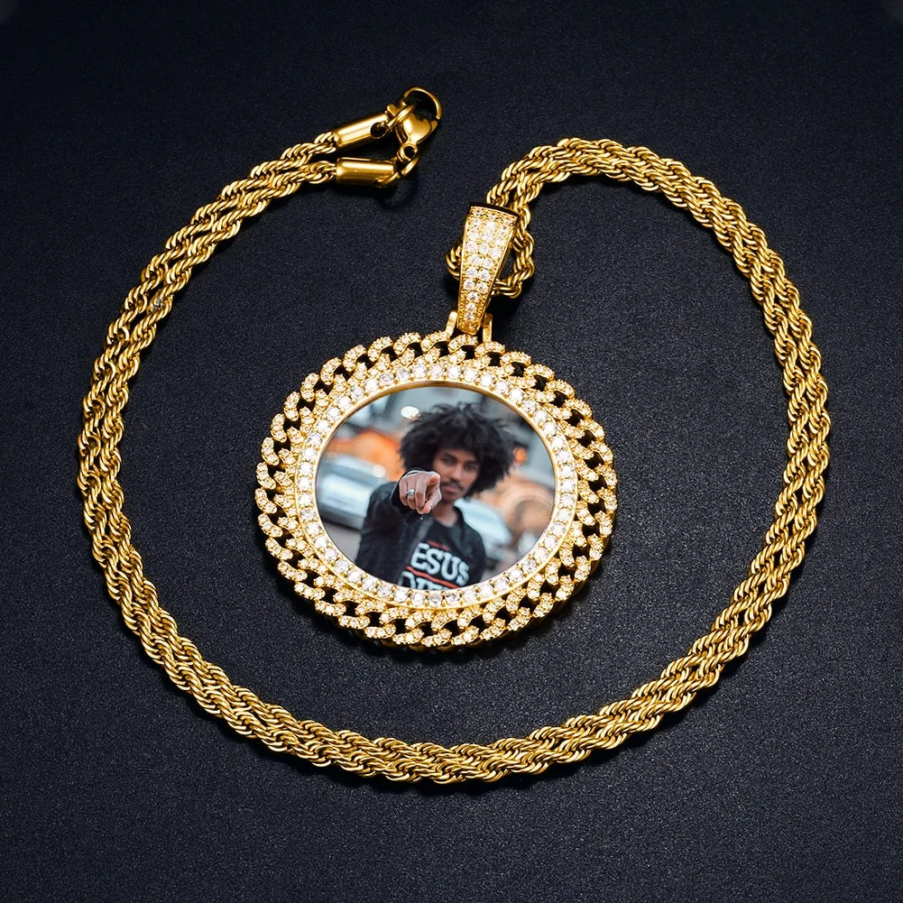 Cuban Link Pendant- Necklace With Picture Inside- Photo Necklace