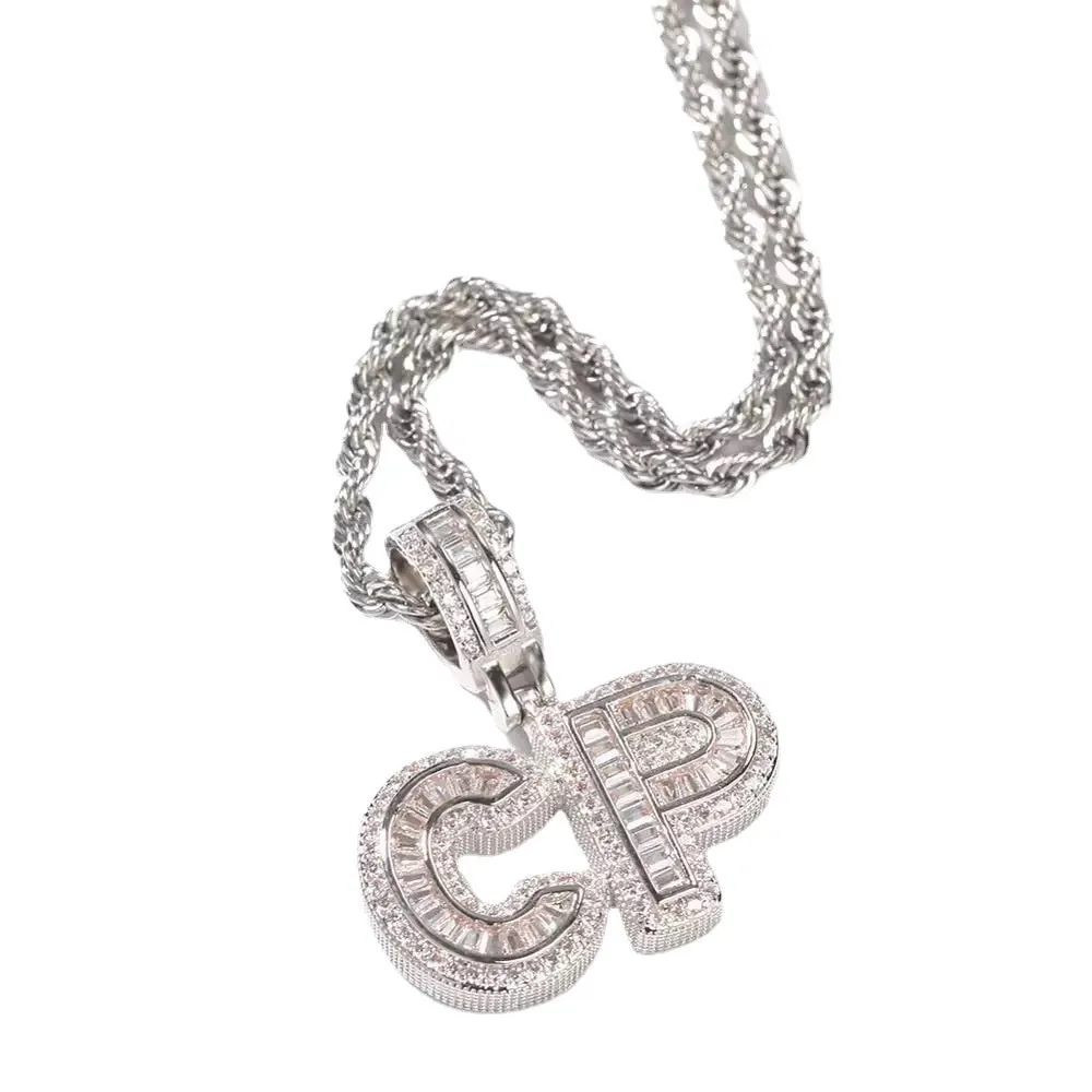 【Custom】Baguette Zircon Letters Pendant