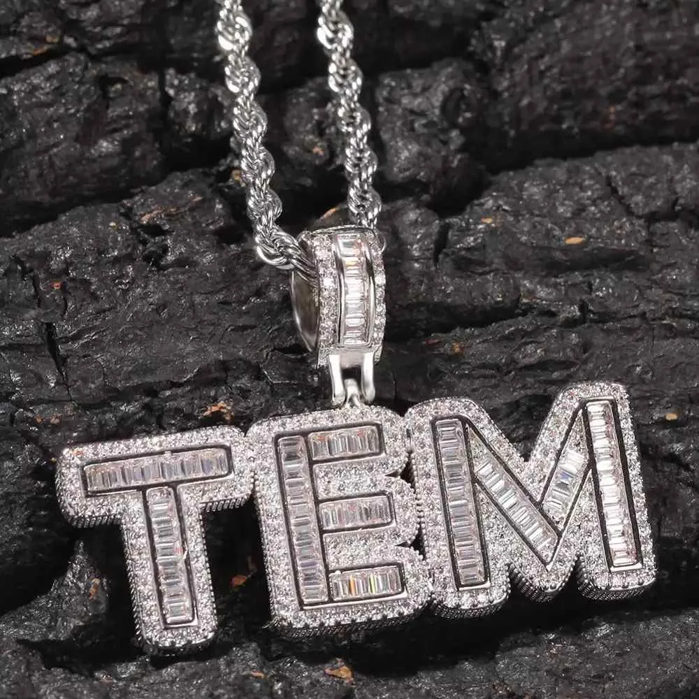 【Custom】Baguette Zircon Letters Pendant