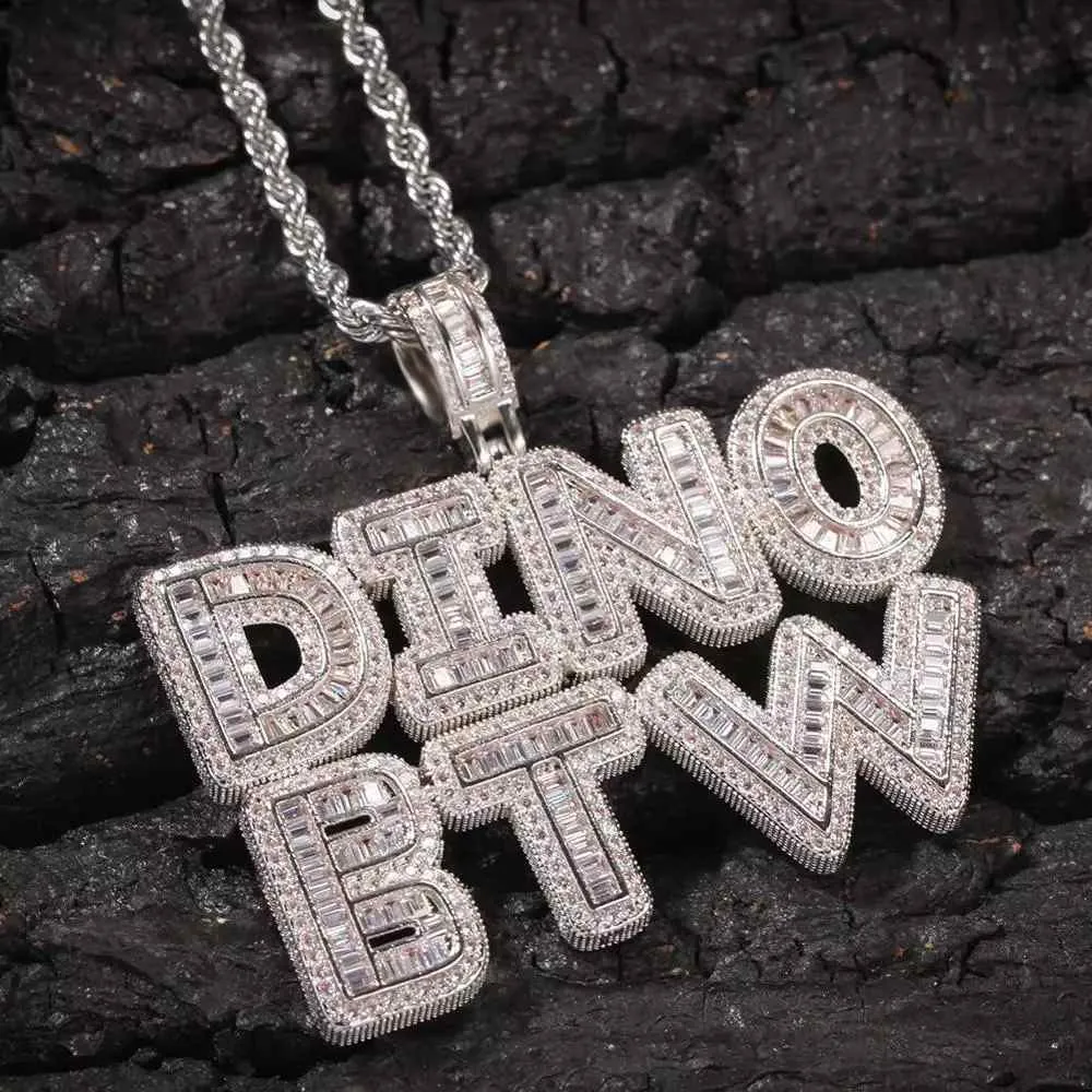 【Custom】Baguette Zircon Letters Pendant