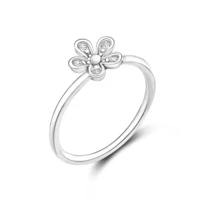 CZ Flower Sterling Silver Stackable Ring