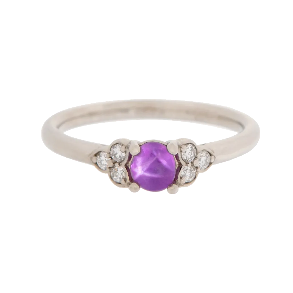 Dainty Star Sapphire & Diamond Ring