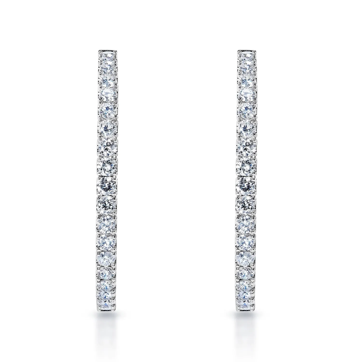 Daisy 12 Carat Round Brilliant Diamond Hoop Earrings in 14k White Gold