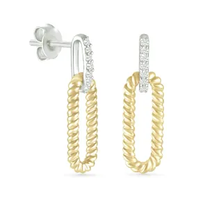 Dangling Cable Twisted Paperclip Stud Earrings