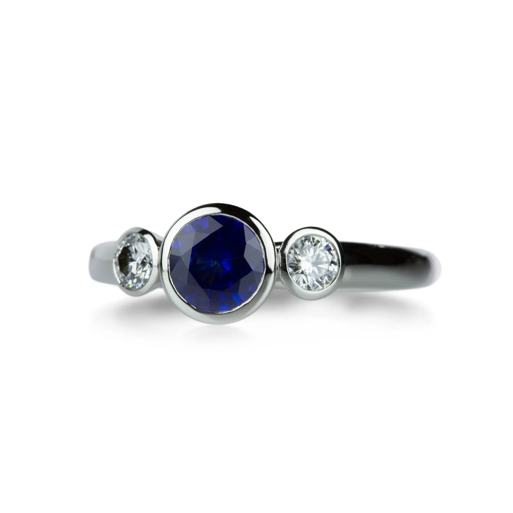 Diamond and Sapphire Three Stone Ring