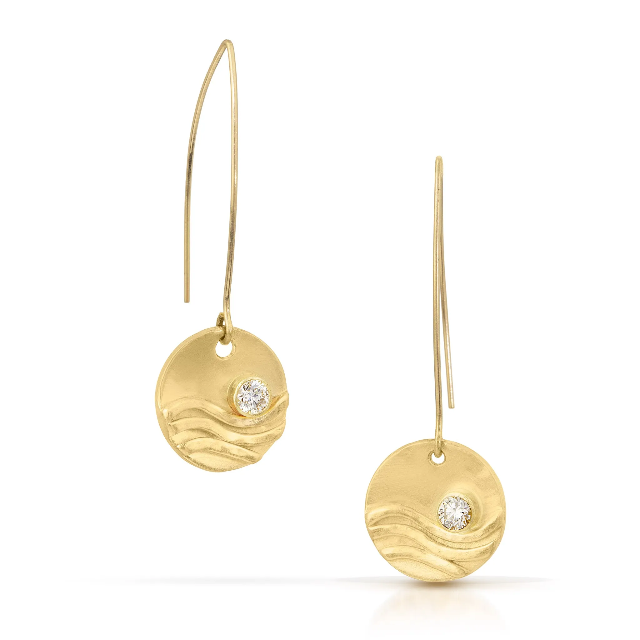 Diamond Wave Earrings - 14K Gold