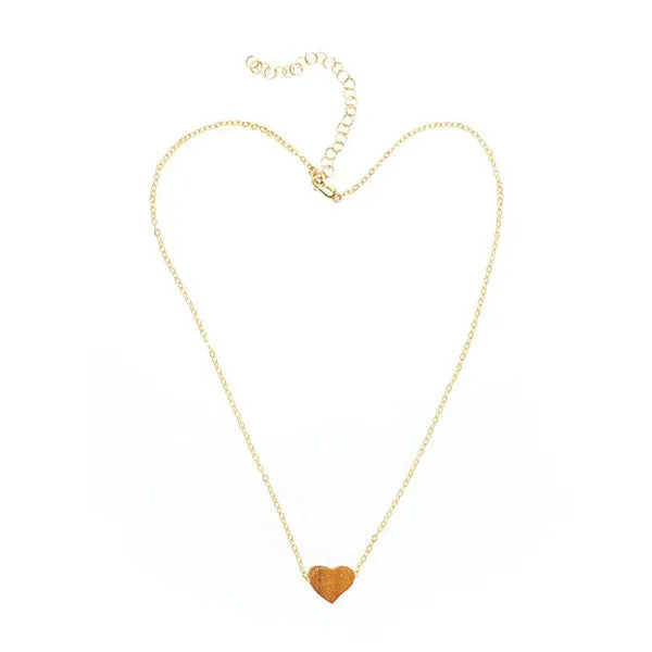 Driftwood and Shell Heart on Gold Vermeil and Diamond Necklace