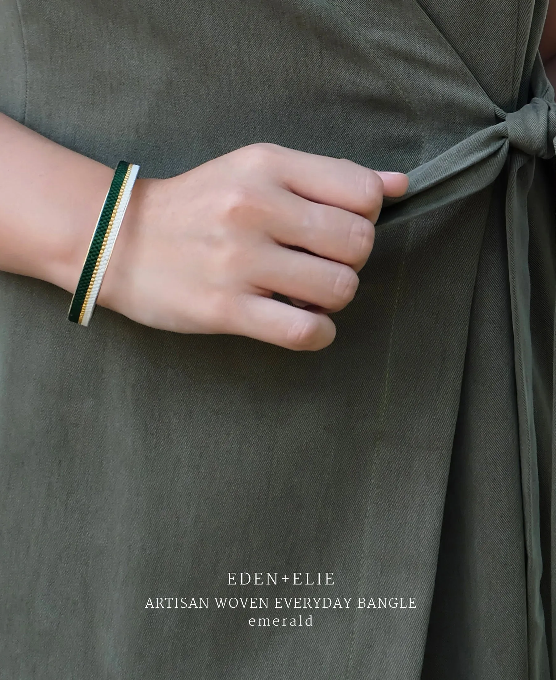 EDEN   ELIE Everyday gold narrow bangle - mint green