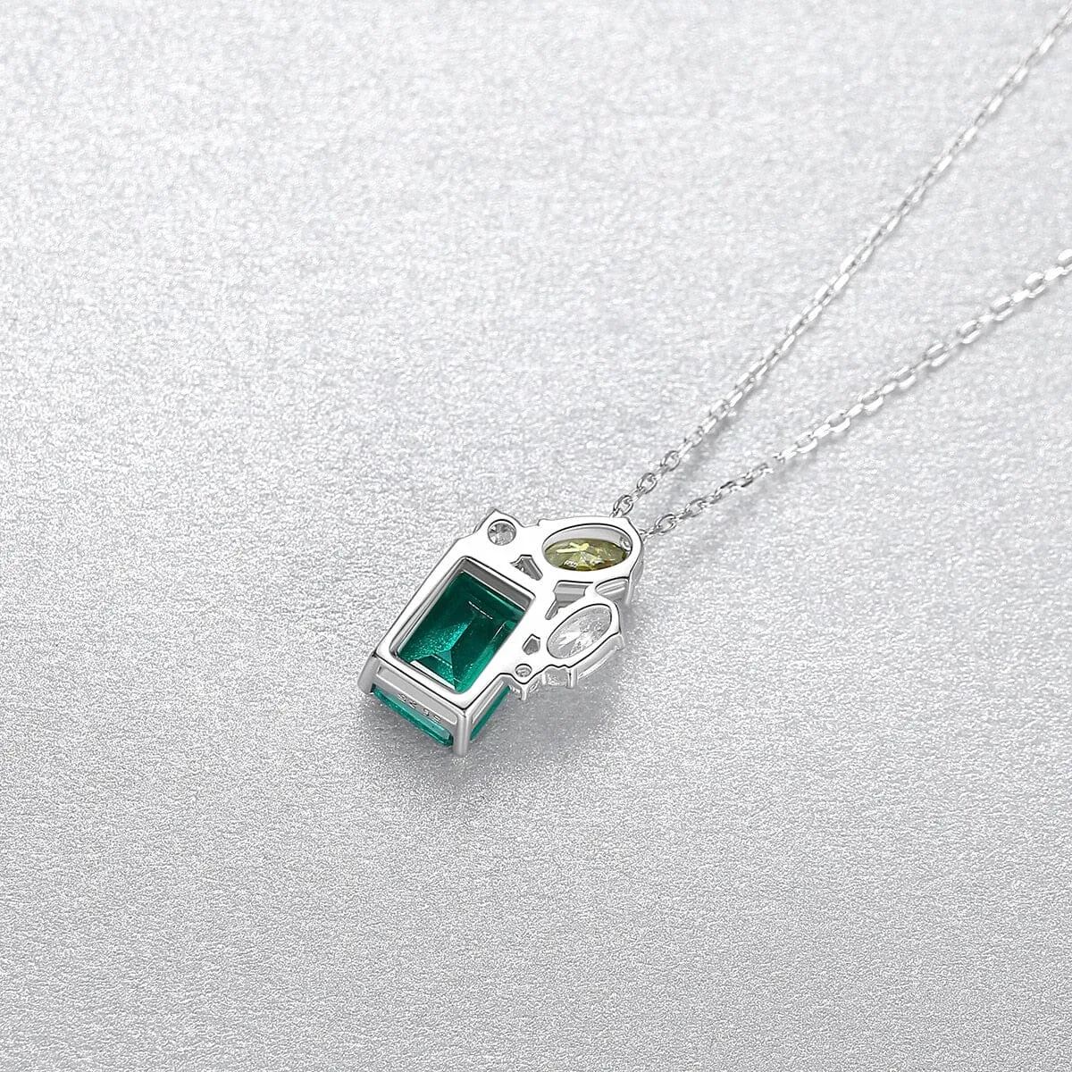 Emerald and Peridot Gemstone 925 Sterling Silver Necklace