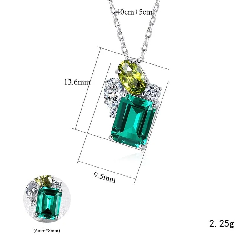 Emerald and Peridot Gemstone 925 Sterling Silver Necklace