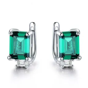 Emerald, Topaz or Morganite Gemstone 925 Sterling Silver Luxury Clip Earrings