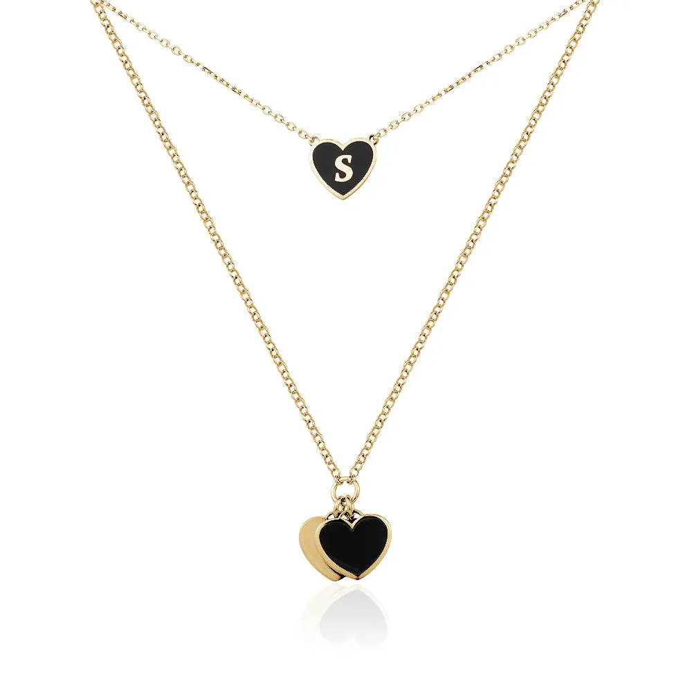 ENAMEL HEART INITIAL NECKLACE