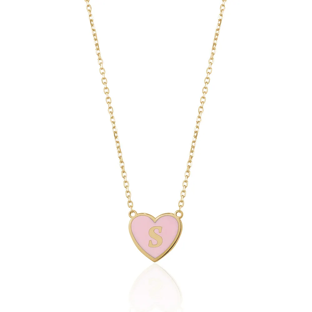 ENAMEL HEART INITIAL NECKLACE