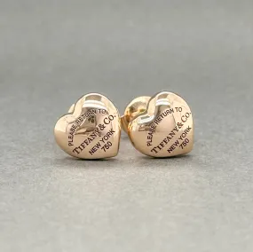 Estate Tiffany & Co. 18K R Gold Full Heart Stud Earrings