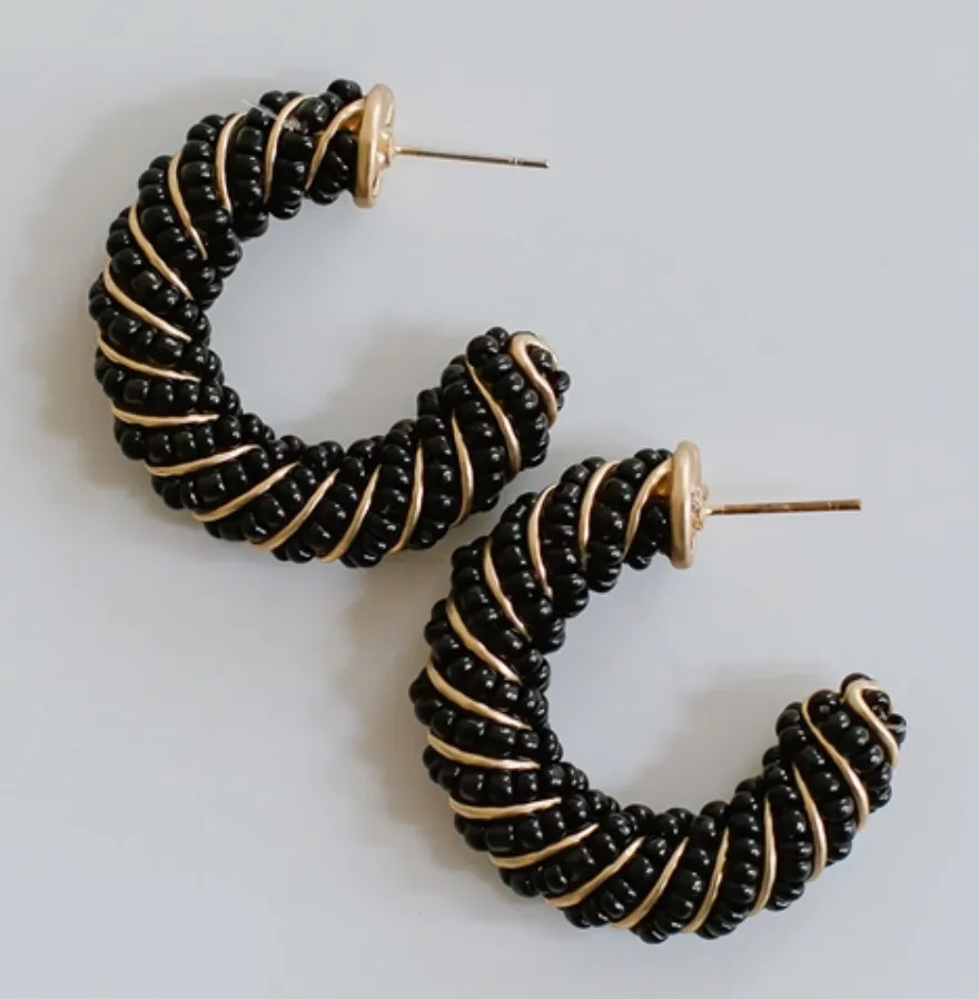 Eva Seed Bead Wrapped Hoop Earrings