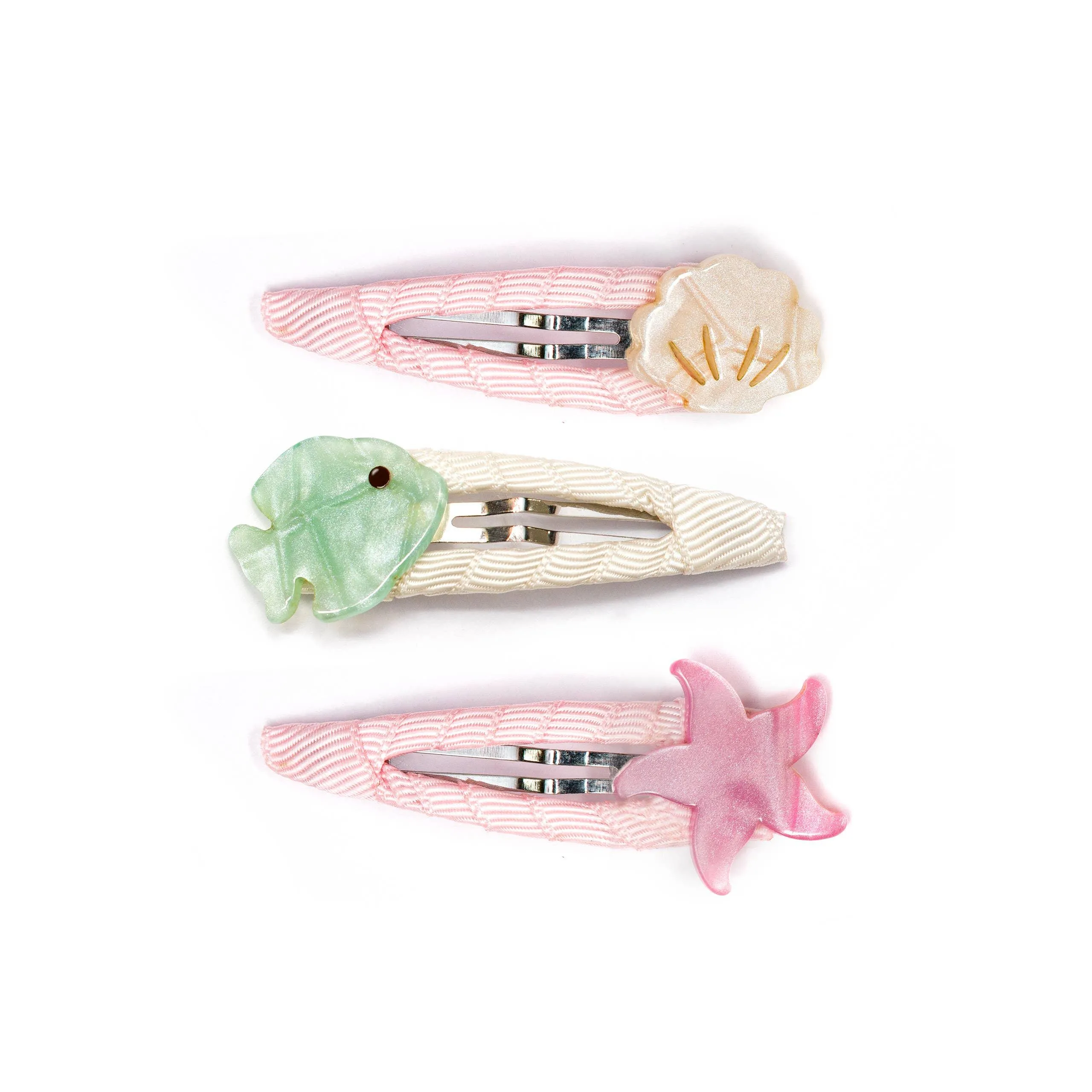 Fish Starfish Seashell Snap Hair Clips Set