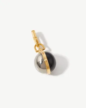 Gemstone Sphere Clip-On Pendant | 18ct Gold Plated, Pyrite & Black Onyx