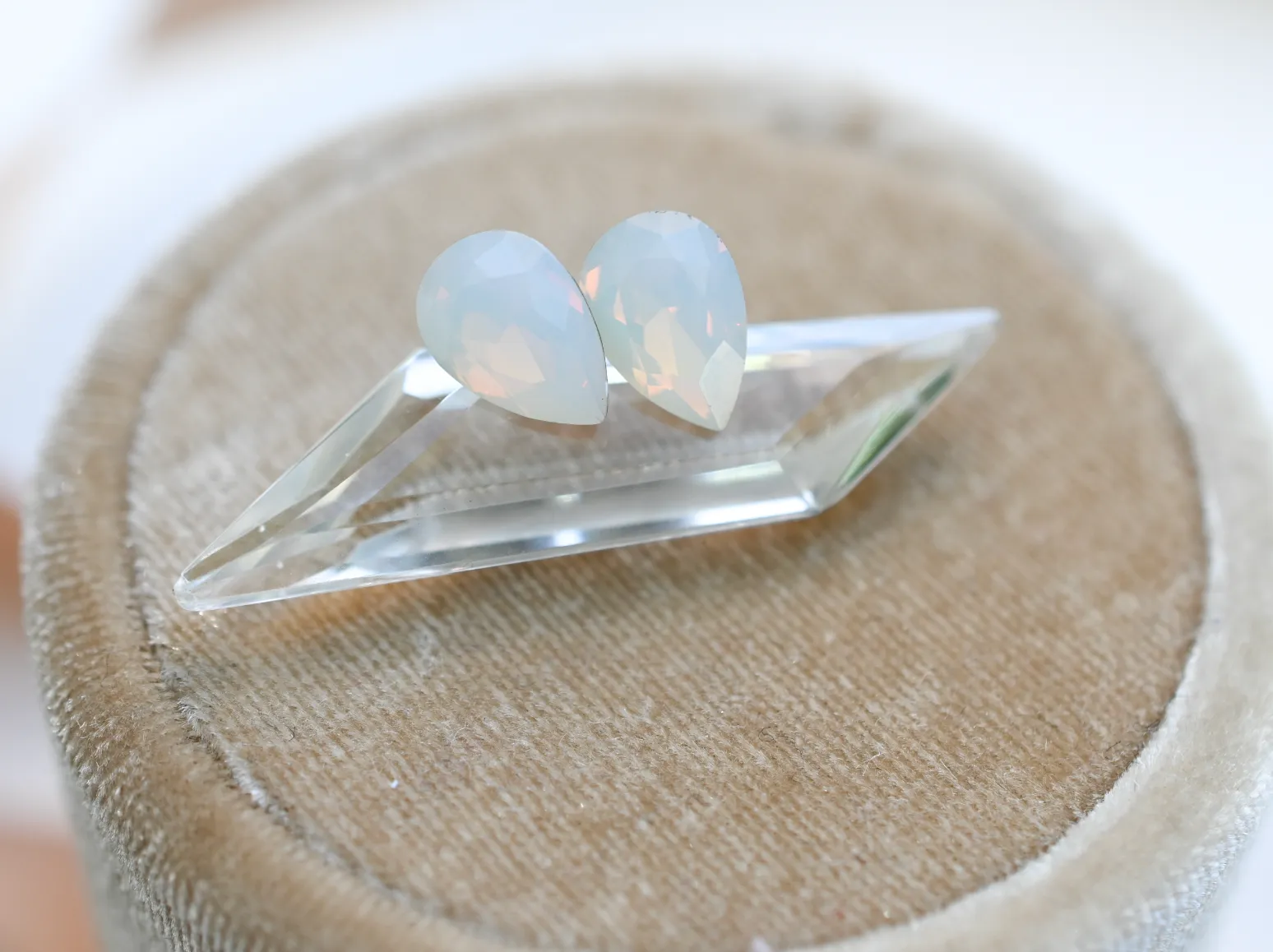 Gemstone Studs - Swarovski Milky White