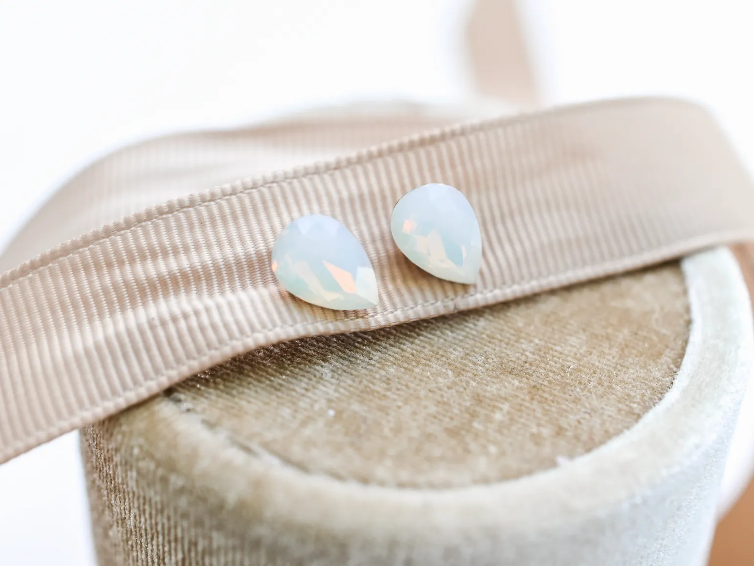 Gemstone Studs - Swarovski Milky White