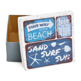 Gift Boxes-Beach Tin Signs-Paper Mache-Square-X-Small-Quantity 1