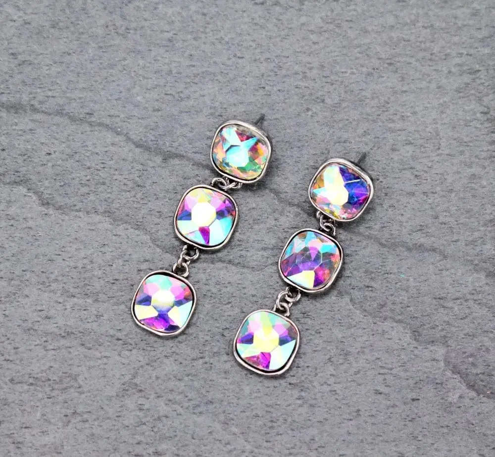 Glass bedazzled stud earrings