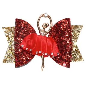 Glitter Ballerina Big Bow Hair Clip/Barrette