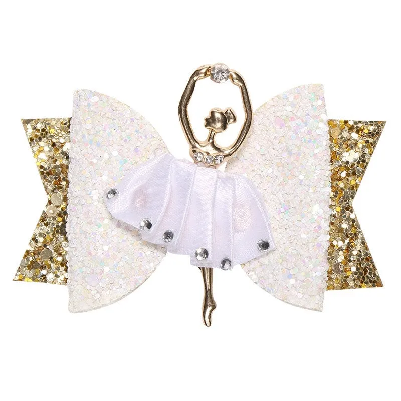 Glitter Ballerina Big Bow Hair Clip/Barrette