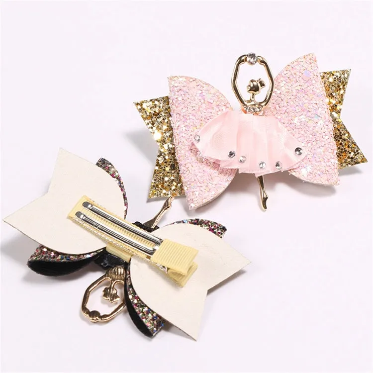 Glitter Ballerina Big Bow Hair Clip/Barrette