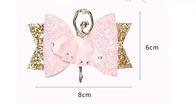 Glitter Ballerina Big Bow Hair Clip/Barrette