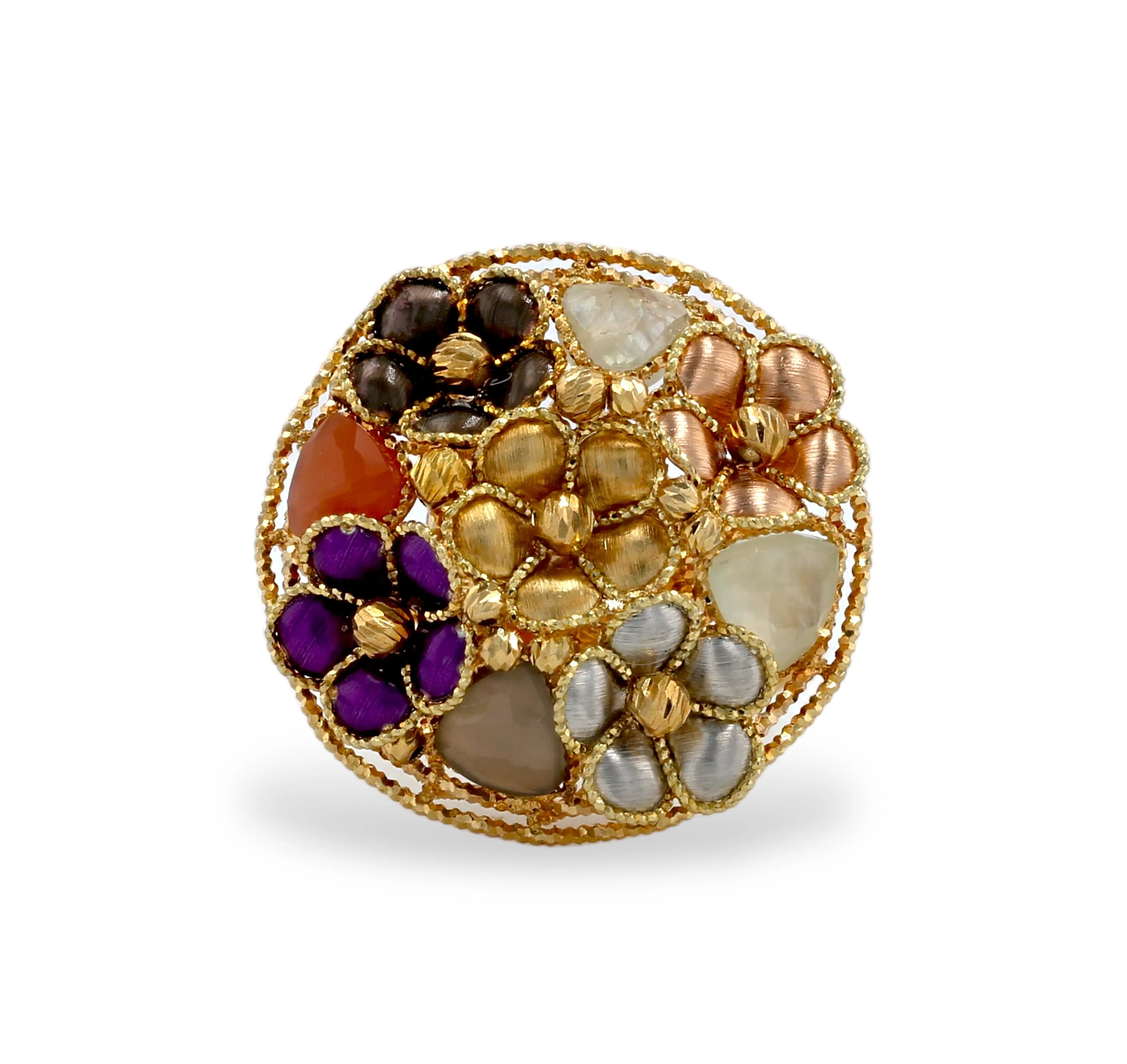 Designer 14k Gold Cup Flower Ring - Exquisite and Stylish