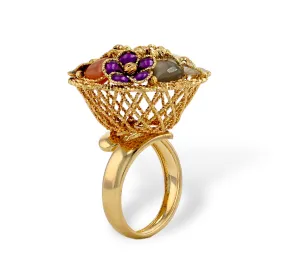 Designer 14k Gold Cup Flower Ring - Exquisite and Stylish