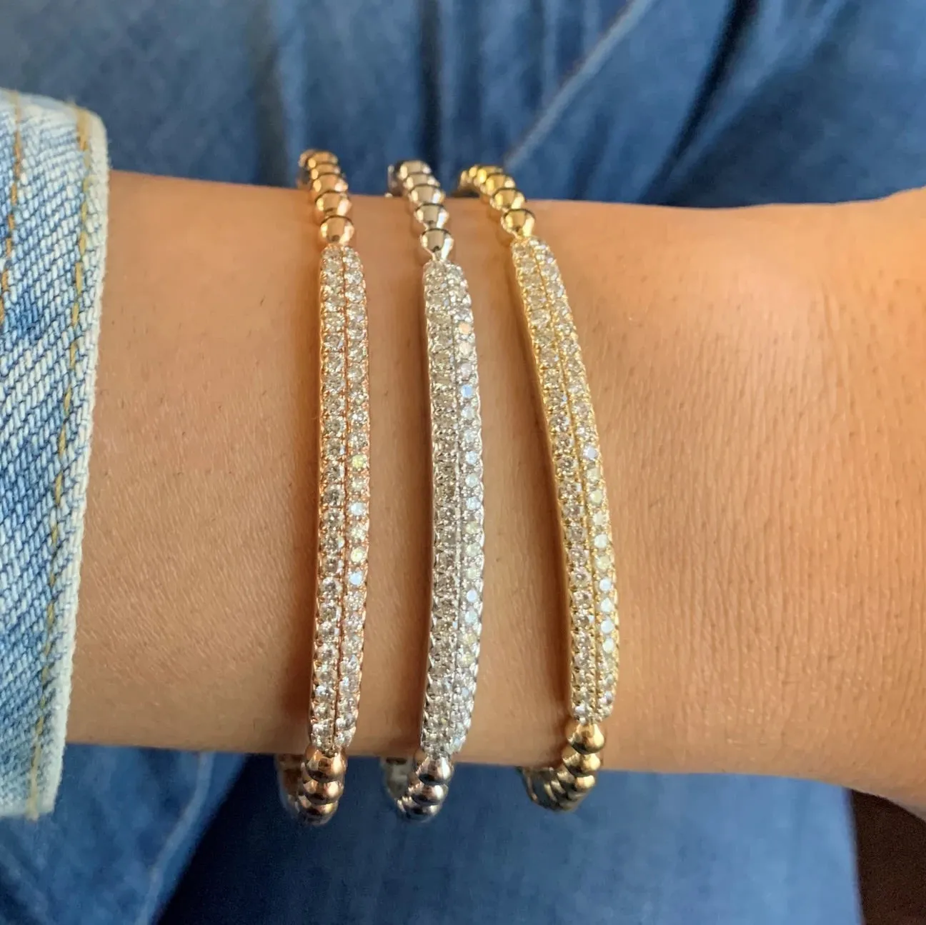 Gold & Diamond Beaded Bangle