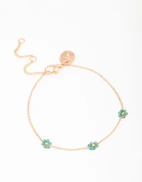 Gold Multi Dainty Flower Bracelet