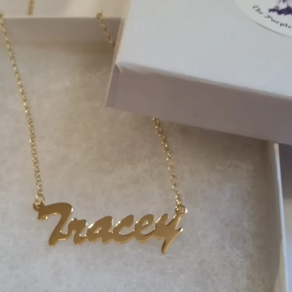 Gold Name Plate Necklace