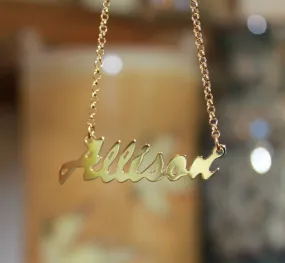 Gold Name Plate Necklace