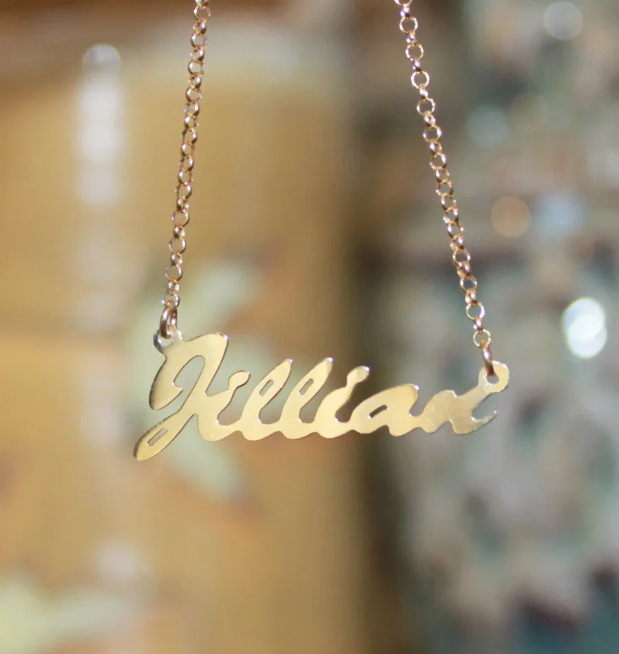 Gold Name Plate Necklace