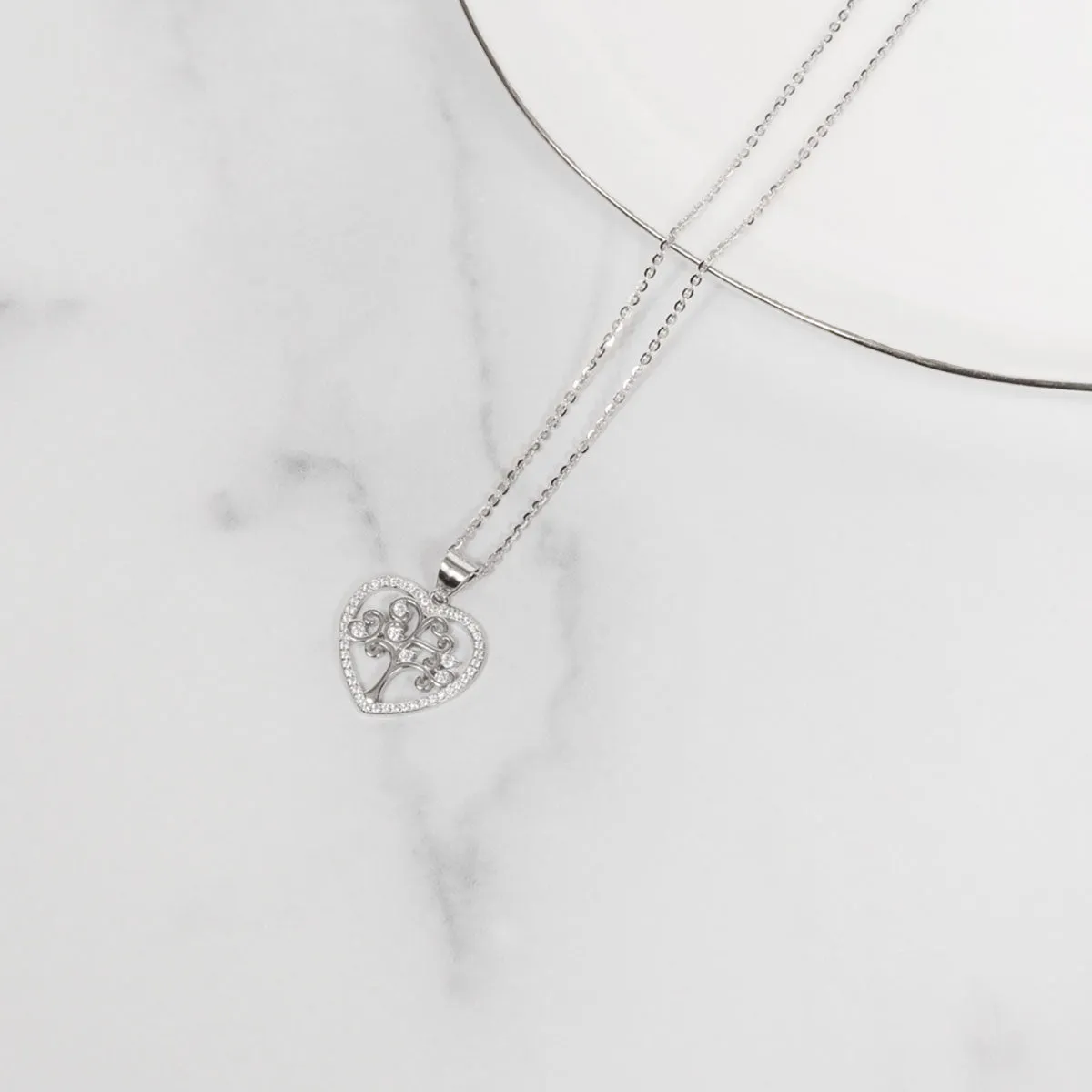 Heart Tree of Life CZ Pendant