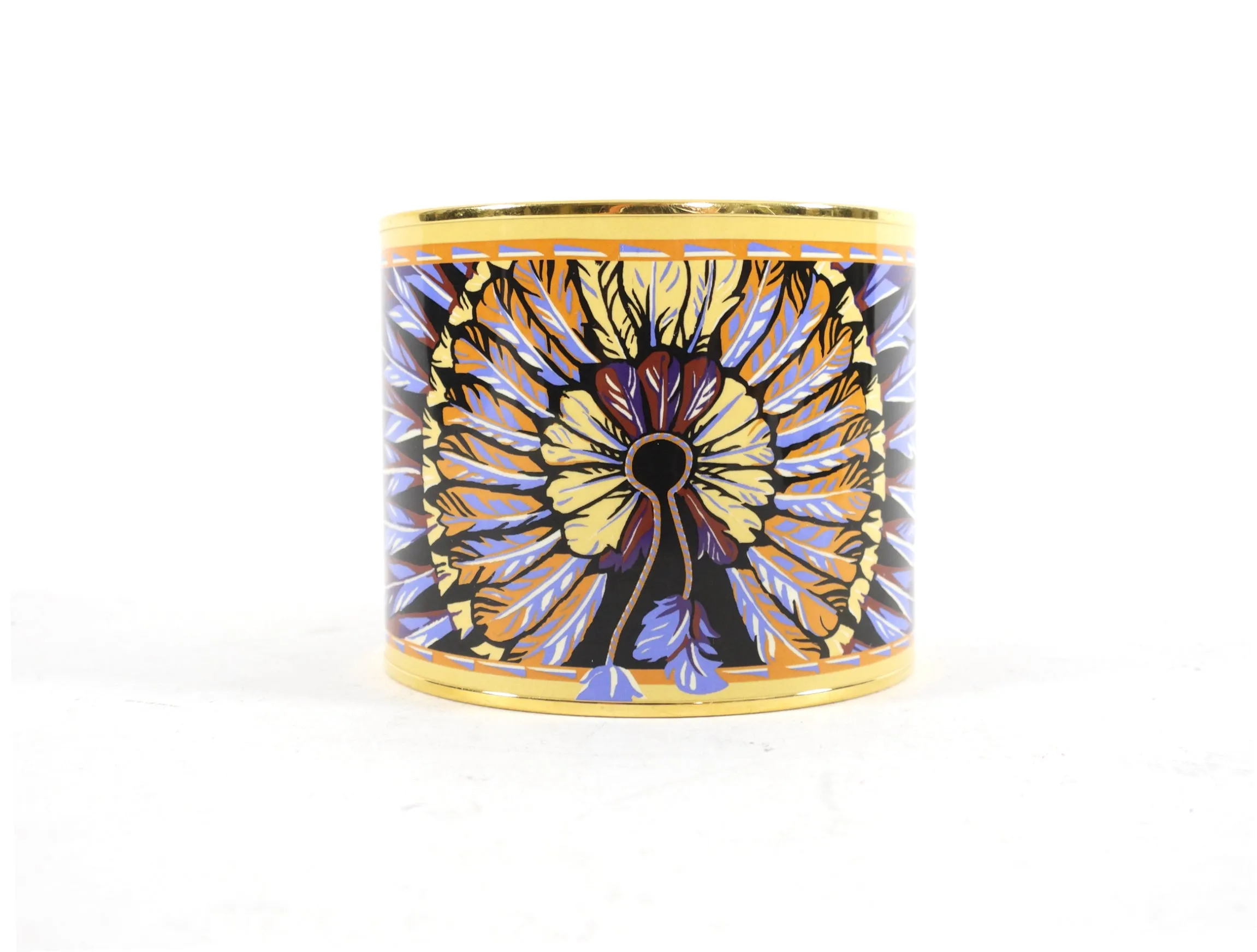 Hermes Mega Wide Enamel Feathers Bangle Bracelet