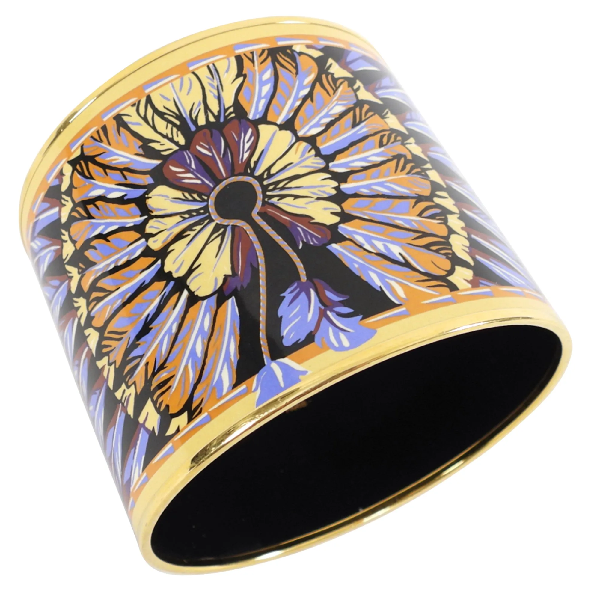 Hermes Mega Wide Enamel Feathers Bangle Bracelet