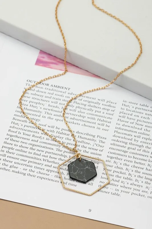 Hexagon Hoop Pendant Necklace