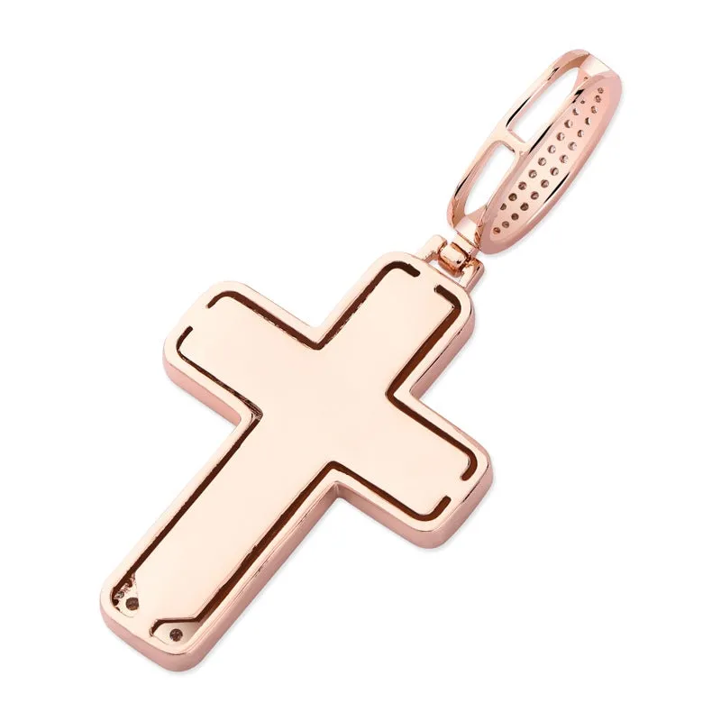 Iced Slender Cross Pendant