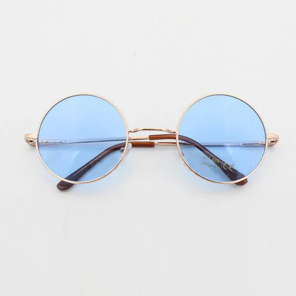 John Lennon Round Sunglasses In 3 Pastel Colors Pink Blue Or Purple Hippie Shades With Gold Frames Coachella Festival Boho Groovy