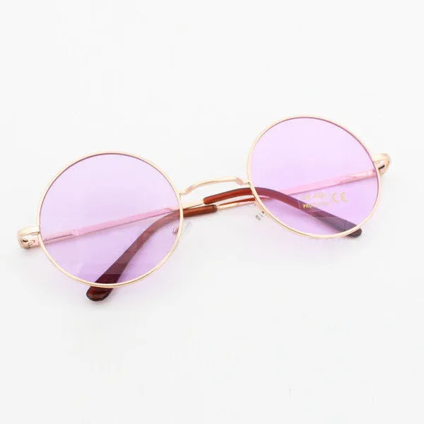 John Lennon Round Sunglasses In 3 Pastel Colors Pink Blue Or Purple Hippie Shades With Gold Frames Coachella Festival Boho Groovy