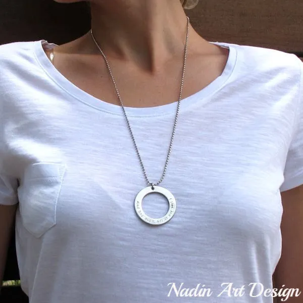 Large Washer Disc Pendant Necklace